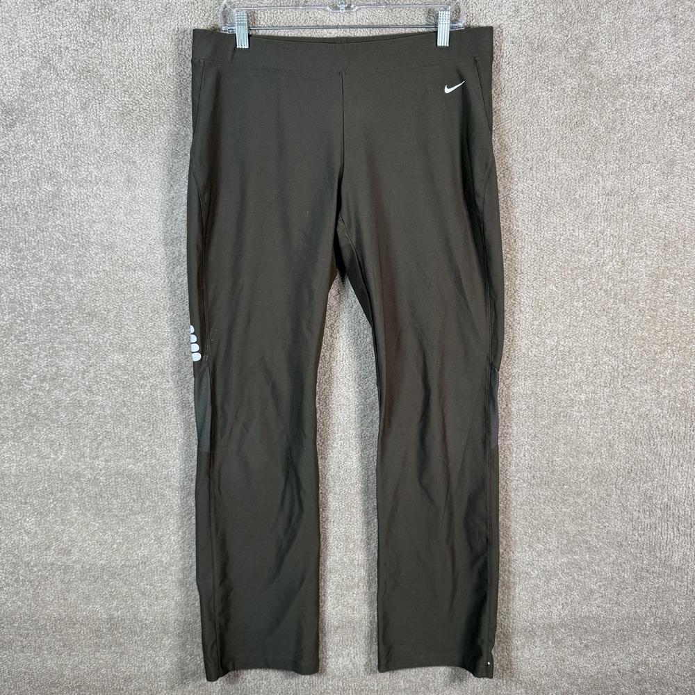Nike FITDRY Track Pants Womens Large Green Running‎ Athletic Elastic Waist Yoga